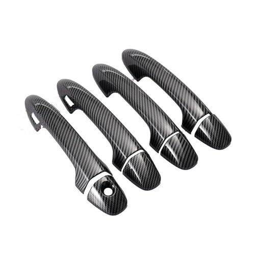 MZEER Carbon Fiber Chrome Auto Türgriff Schüssel Abdeckung Für Toyota Rav4 Rav 4 Xa40 2014-2019 Schutz Trim Aufkleber Styling Zubehör(Black,2 sensors) von MZEER