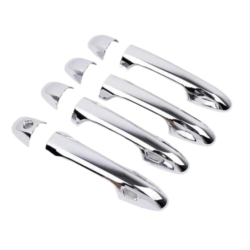 MZEER Carbon Fiber Chrome Auto Türgriff Schüssel Abdeckung Für Toyota Rav4 Rav 4 Xa40 2014-2019 Schutz Trim Aufkleber Styling Zubehör(Silber,2 sensors) von MZEER