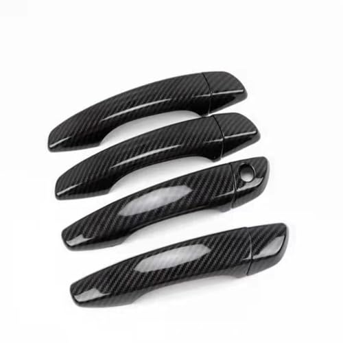 MZEER Chrome Carbon Faser Auto Türgriff Abdeckung Aufkleber Schlüssel Kappe Zubehör Für Toyota Für ProAce 2017 2018 2019 2020 2021 2022(Black,4 door) von MZEER