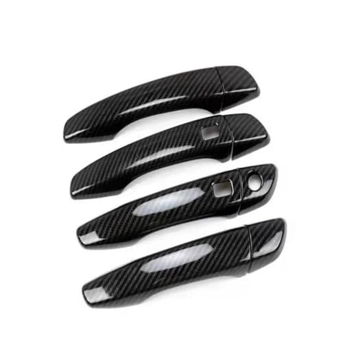 MZEER Chrome Carbon Faser Auto Türgriff Abdeckung Aufkleber Schlüssel Kappe Zubehör Für Toyota Für ProAce 2017 2018 2019 2020 2021 2022(Black,Handle Keyless Enrty) von MZEER