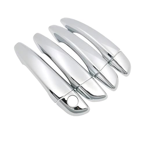 MZEER Chrome Carbon Faser Auto Türgriff Abdeckung Aufkleber Schlüssel Kappe Zubehör Für Toyota Für ProAce 2017 2018 2019 2020 2021 2022(Silber,4 door) von MZEER