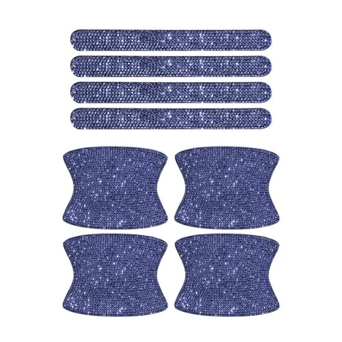 MZEER Diamant Auto Streifen Universal Auto Türgriff Aufkleber Aufkleber Warnung Fahrsicherheit Bling Zubehör 8PCS(Blue) von MZEER