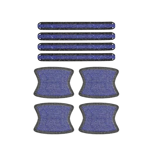 MZEER Diamant Auto Streifen Universal Auto Türgriff Aufkleber Aufkleber Warnung Fahrsicherheit Bling Zubehör 8PCS(Blue with black) von MZEER