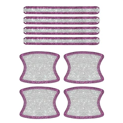 MZEER Diamant Auto Streifen Universal Auto Türgriff Aufkleber Aufkleber Warnung Fahrsicherheit Bling Zubehör 8PCS(White with pink) von MZEER