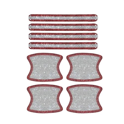 MZEER Diamant Auto Streifen Universal Auto Türgriff Aufkleber Aufkleber Warnung Fahrsicherheit Bling Zubehör 8PCS(White with red) von MZEER