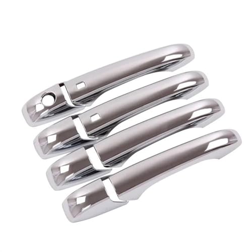 MZEER Für Jeep Für Grand Für Cherokee 2011-2018 Außenteil Kohlefaser Chrom Autotürgriffabdeckung Trim Aufkleber Zubehör(Silber,2 button) von MZEER