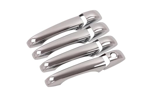 MZEER Für Jeep Für Grand Für Cherokee 2011-2018 Außenteil Kohlefaser Chrom Autotürgriffabdeckung Trim Aufkleber Zubehör(Silber,No button) von MZEER