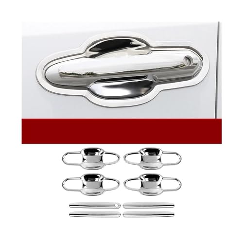 MZEER Für Toyota RAV4 RAV 4 XA50 Hybrid 2019-2023 Edelstahl Auto Außerhalb Tür Griff Schüssel Abdeckung Schutz Trim Zubehör(Silber,A and B) von MZEER