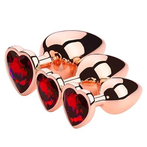 Metall Analplug Buttplug Butt Plug 3 Stücke Set Fetisch Roségoldene Farbe Analdilos Herren Prostata Stimulation Männer Sex Spielzeug Für Männer Frauen Paare Anfänger Gay Mit Zierstein Herz von MZEER