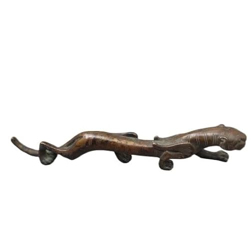 MZICXV Tiger-Stiftehalter aus Messing, Tiger-Briefbeschwerer-Statue | Kalligraphie-Pinselablage & Schreibtisch-Ornament fürs Arbeitszimmer von MZICXV