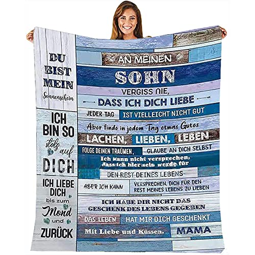 MZIEIU Kuscheldecke An Meine Sohn - Personalisierte Decke Geschenk für Tochter von Mama Briefdecke Deutsch Positiv Ermutigen Flauschige Kuscheldecke von MZIEIU