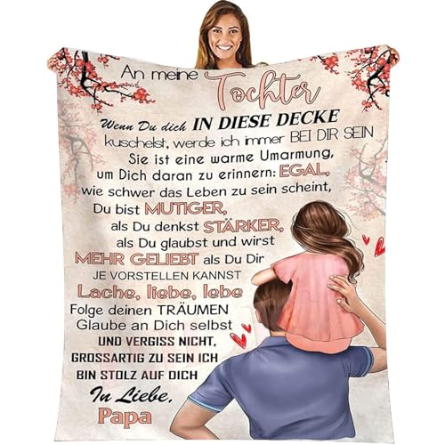 MZIEIU Personalisierte Decke An Meine Tochter von Papa, Geschenk für Tochter Briefdecke Deutsch Positiv Ermutigen Flauschige Kuscheldecke von MZIEIU