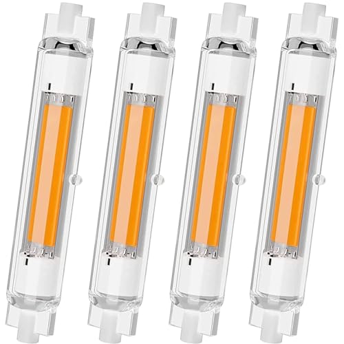 MZIEIU R7S LED 118mm Dimmbar,LED R7S 118mm 30W Glühbirne Ersetzt J118 300W Halogen Leuchtmittel,LED COB Lampen Kaltweiß 6000K,3000LM,360°Strahlbeleuchtung,Kein Flackern,AC 220-240V,4er Pack von MZIEIU