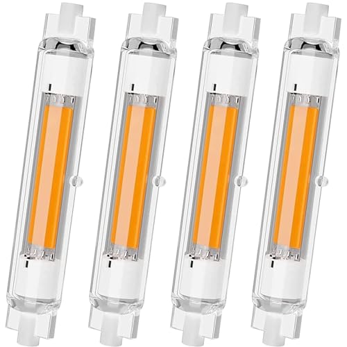 MZIEIU R7S LED 118mm Dimmbar,R7S LED 30W Glühbirne Ersetzt J118 300W Halogen Leuchtmittel,LED COB Lampen Warmweiß 3000K,3000LM Kein Flackern,360°Strahlbeleuchtung,AC 220-240V,4er Pack von MZIEIU