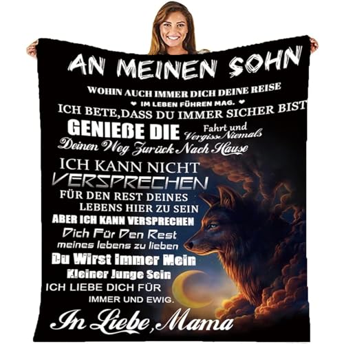 Personalisierte Decke Sohn Geschenke von Mama,Kuscheldecke Geburtstagsgeschenk An Meine Sohn, Mutter für Sohn Positiv Ermutigen Decke Deutsch von MZIEIU