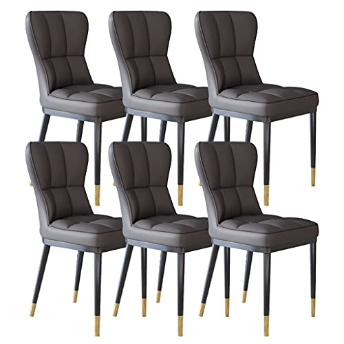 MZLaly Esszimmerstühle Aus Leder 6er Set,Moderne Wohnzimmer Akzent Stühle Mit Metallbeinen Für Büro Lounge Esszimmer Küche Schlafzimmer (Color : Grey) von MZLaly