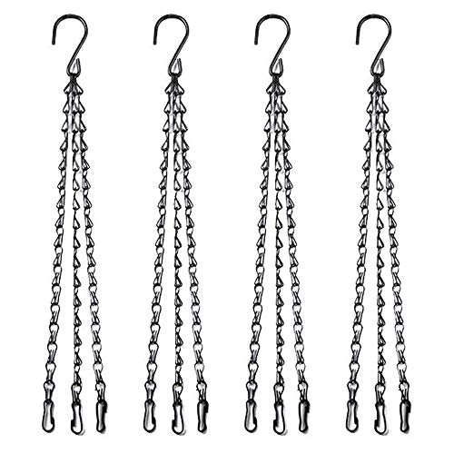 MZMing [4 Stück 41cm Hängekorb 3-litzige Metallkette Ersatzkette Kleiderbügel mit Haken und Clip zum Hängenden Garten Blumentöpfe Pflanzgefäße Vogel Fütterer Laternen Kreidetafeln Ornamente - Schwarz von MZMing