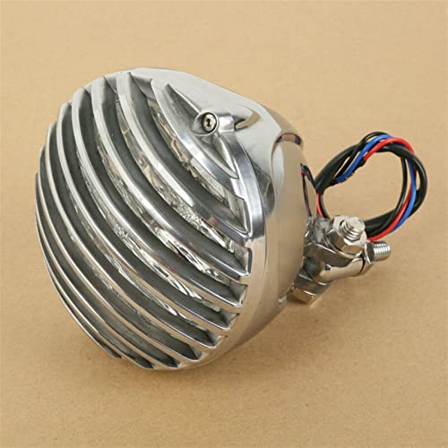 MZNBY Motorrad-Scheinwerfer-Rippengrill Für Harley Chopper Bobber Cafe Racer Cruiser Zubehör (Color : Chrome) von MZNBY