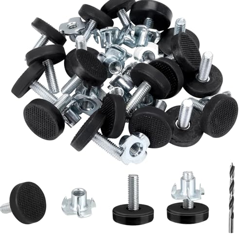 MZOYOURO 16Pcs Möbelfüße Verstellbar Regulierschraube, höhenverstellbare füße, Möbelnivellierer mit T-Muttern, M6 Ø Sockel Höhenverstellbar für Tischbeine Schrankbeine Sofa von MZOYOURO