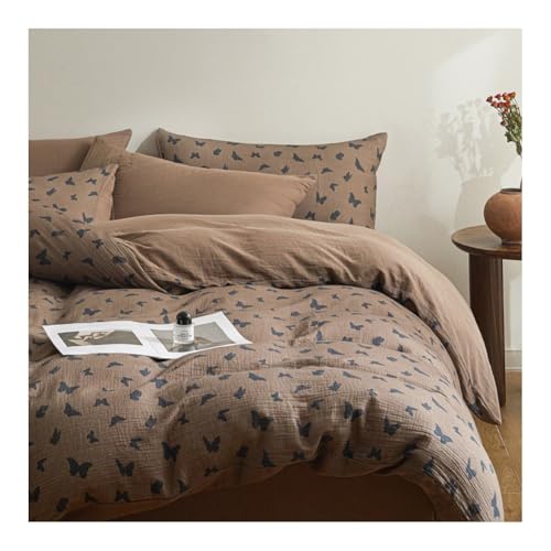 MZP Bettwäsche 150/180x200cm 4teilig Blumen Bettwaren-Sets Baumwolle Weiche Romantisch Bettbezug 200x230cm+1 Spannbettlaken+ 2 Kissenbezüge 48x74cm(Flower C,King) von MZP