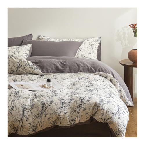 MZP Bettwäsche 150/180x200cm 4teilig Blumen Bettwaren-Sets Baumwolle Weiche Romantisch Bettbezug 200x230cm+1 Spannbettlaken+ 2 Kissenbezüge 48x74cm(Flower J,Queen) von MZP