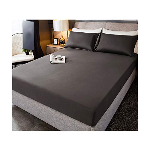 MZP Deluxe-Spannbetttuch einfarbig Bettlaken mit Rundumgummi -Höhe bis zu 28cm Baumwolle spannbettlaken Laken für Wasser- und Boxspringbett (Color : Dark Gray, Size : 150x200cm) von MZP