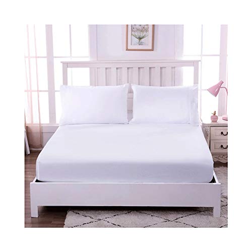 MZP Spannbettlaken Spannbetttuch 100% ägyptische Baumwolle Bettlaken Boxspringbett Wasserbett oder Topper Laken bis 30cm Steghöhe (Color : White, Size : 200X200cm) von MZP