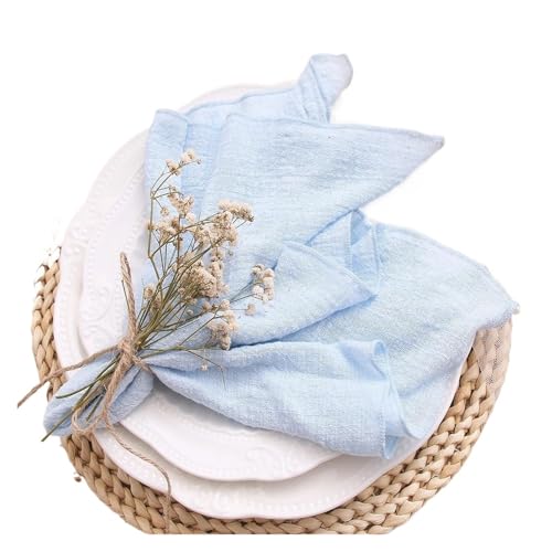 10 Stück Baumwoll-Stoffservietten, Gaze-Stoff, Blau, 30 x 30 cm, for Hochzeit, Party, Geburtstag, Geschirrtuch, Tisch, Dusche, Weihnachten(Light Blue) von MZPOZB