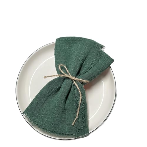 10 stücke 32x32cm Weihnachten Rot Gaze Baumwolle Stoff Servietten Wiederverwendbare Tee Handtuch Hochzeit Party Tisch Dekor Retro Grate Serviette(10pcs Green) von MZPOZB