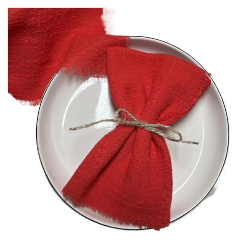 10 stücke 32x32cm Weihnachten Rot Gaze Baumwolle Stoff Servietten Wiederverwendbare Tee Handtuch Hochzeit Party Tisch Dekor Retro Grate Serviette(10pcs Red) von MZPOZB