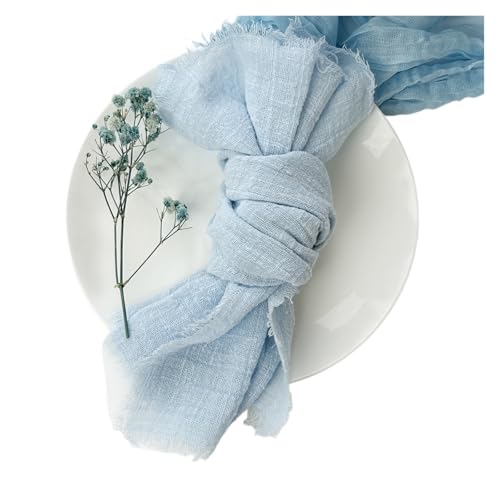 10 stücke 32x32cm Weihnachten Rot Gaze Baumwolle Stoff Servietten Wiederverwendbare Tee Handtuch Hochzeit Party Tisch Dekor Retro Grate Serviette(10pcs Sky Blue) von MZPOZB