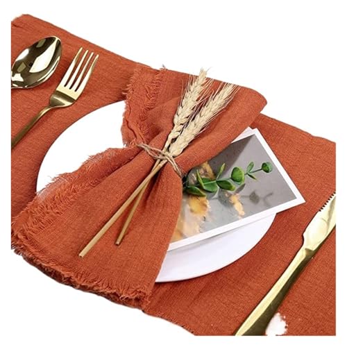 10 stücke 32x32cm Weihnachten Rot Gaze Baumwolle Stoff Servietten Wiederverwendbare Tee Handtuch Hochzeit Party Tisch Dekor Retro Grate Serviette(10pcs Terracotta) von MZPOZB