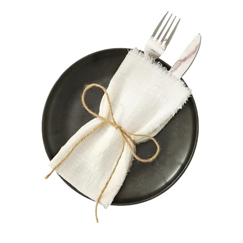 10 stücke 32x32cm Weihnachten Rot Gaze Baumwolle Stoff Servietten Wiederverwendbare Tee Handtuch Hochzeit Party Tisch Dekor Retro Grate Serviette(10pcs White) von MZPOZB