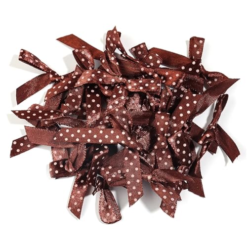 100Pcs Mini Bogen Band Krawatte 5X4cm Satin Blume DIY Handwerk Handarbeit Bowties Haar Clip Party Geschenk Kleidung Decor(Deep Brown) von MZPOZB