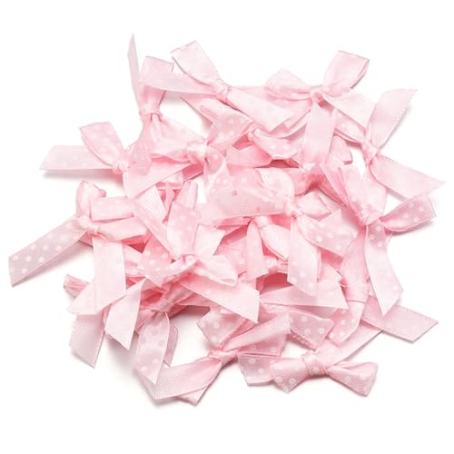 100Pcs Mini Bogen Band Krawatte 5X4cm Satin Blume DIY Handwerk Handarbeit Bowties Haar Clip Party Geschenk Kleidung Decor(Light Pink) von MZPOZB