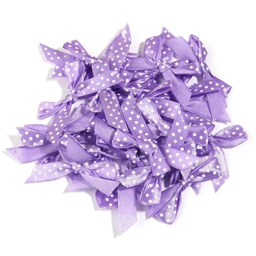 100Pcs Mini Bogen Band Krawatte 5X4cm Satin Blume DIY Handwerk Handarbeit Bowties Haar Clip Party Geschenk Kleidung Decor(Purple) von MZPOZB