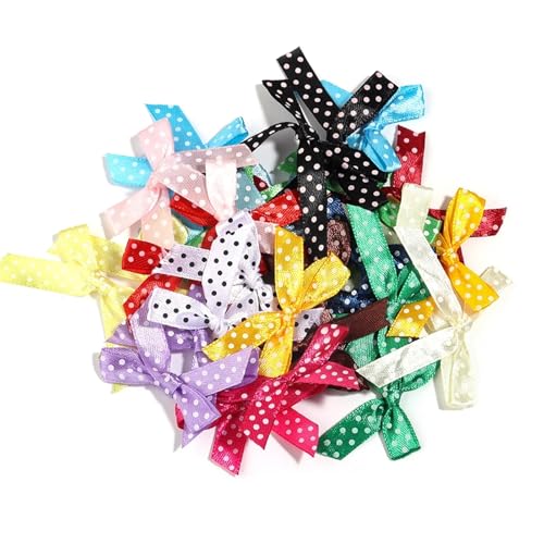 100Pcs Mini Bogen Band Krawatte 5X4cm Satin Blume DIY Handwerk Handarbeit Bowties Haar Clip Party Geschenk Kleidung Decor(Random Mix) von MZPOZB