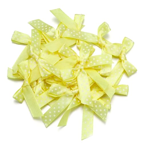 100Pcs Mini Bogen Band Krawatte 5X4cm Satin Blume DIY Handwerk Handarbeit Bowties Haar Clip Party Geschenk Kleidung Decor(Yellow) von MZPOZB