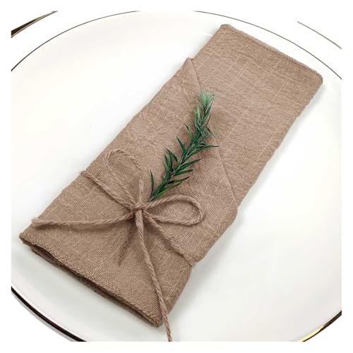 12 stücke Gaze Servietten Baumwolle Tuch 30 * 30cm Rustikalen Taschentuch Geschirrtuch Esstisch Matten Hochzeit Liefert Leinen Hause Tisch Dekor(Dark Champagne) von MZPOZB