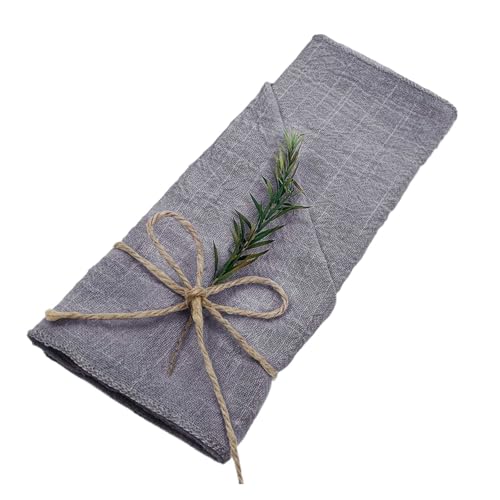 12 stücke Gaze Servietten Baumwolle Tuch 30 * 30cm Rustikalen Taschentuch Geschirrtuch Esstisch Matten Hochzeit Liefert Leinen Hause Tisch Dekor(Gray) von MZPOZB