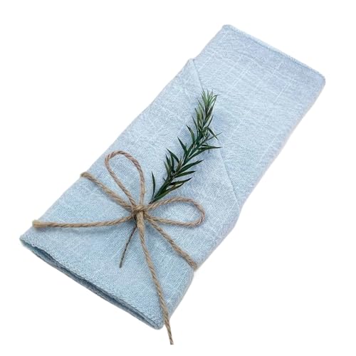 12 stücke Gaze Servietten Baumwolle Tuch 30 * 30cm Rustikalen Taschentuch Geschirrtuch Esstisch Matten Hochzeit Liefert Leinen Hause Tisch Dekor(Light Blue) von MZPOZB