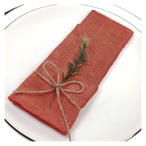 12 stücke Gaze Servietten Baumwolle Tuch 30 * 30cm Rustikalen Taschentuch Geschirrtuch Esstisch Matten Hochzeit Liefert Leinen Hause Tisch Dekor(Orange red) von MZPOZB