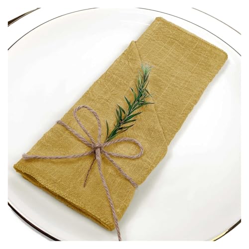 12 stücke Gaze Servietten Baumwolle Tuch 30 * 30cm Rustikalen Taschentuch Geschirrtuch Esstisch Matten Hochzeit Liefert Leinen Hause Tisch Dekor(Yellow) von MZPOZB