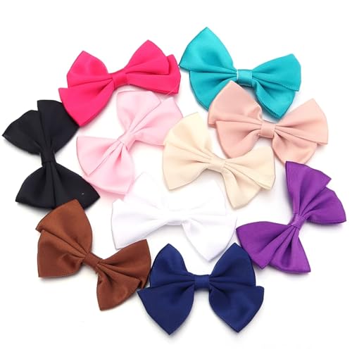 20 Stücke 4x6 cm Einfarbig Polyester Doppelschicht Satinband Bögen Blume Handwerk Dekoration Handarbeit DIY Party(Random Mixed) von MZPOZB