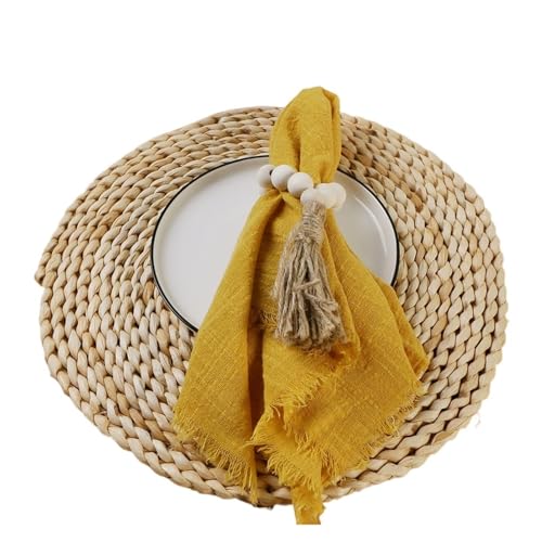 24 stücke 32x32 cm Gaze Baumwolle Serviette Wiederverwendbare Tee Handtuch Hochzeit Party Weihnachten Tisch Dekor Retro Grate servietten(24Pcs Curcuma) von MZPOZB