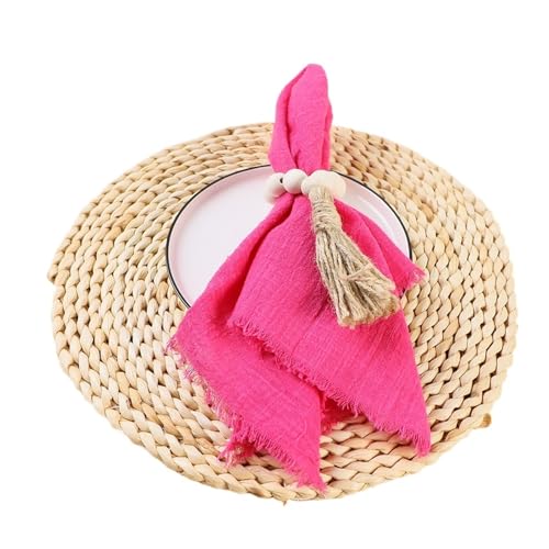 24 stücke 32x32 cm Gaze Baumwolle Serviette Wiederverwendbare Tee Handtuch Hochzeit Party Weihnachten Tisch Dekor Retro Grate servietten(24Pcs Rose Red) von MZPOZB