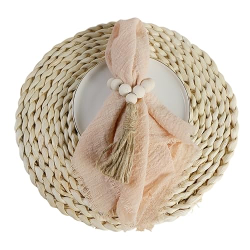 24 stücke 32x32 cm Gaze Baumwolle Serviette Wiederverwendbare Tee Handtuch Hochzeit Party Weihnachten Tisch Dekor Retro Grate servietten(24pcs Apricot) von MZPOZB