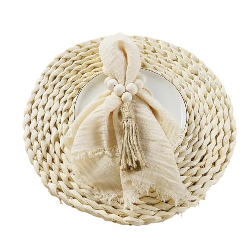 24 stücke 32x32 cm Gaze Baumwolle Serviette Wiederverwendbare Tee Handtuch Hochzeit Party Weihnachten Tisch Dekor Retro Grate servietten(24pcs Beige) von MZPOZB