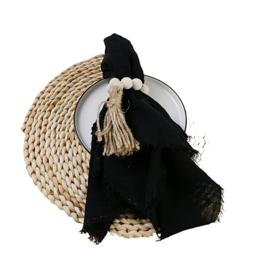 24 stücke 32x32 cm Gaze Baumwolle Serviette Wiederverwendbare Tee Handtuch Hochzeit Party Weihnachten Tisch Dekor Retro Grate servietten(24pcs Black) von MZPOZB