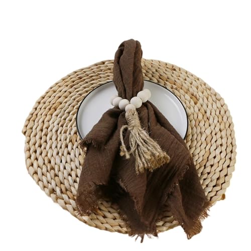 24 stücke 32x32 cm Gaze Baumwolle Serviette Wiederverwendbare Tee Handtuch Hochzeit Party Weihnachten Tisch Dekor Retro Grate servietten(24pcs Brown) von MZPOZB